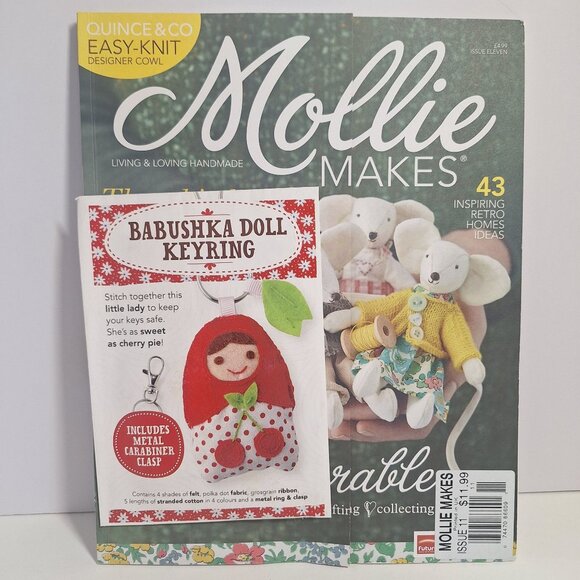Mollie Makes Issue 11 Craft UK Magazine 2012 With Babushka Keyring Kit - Picture 1 of 12
